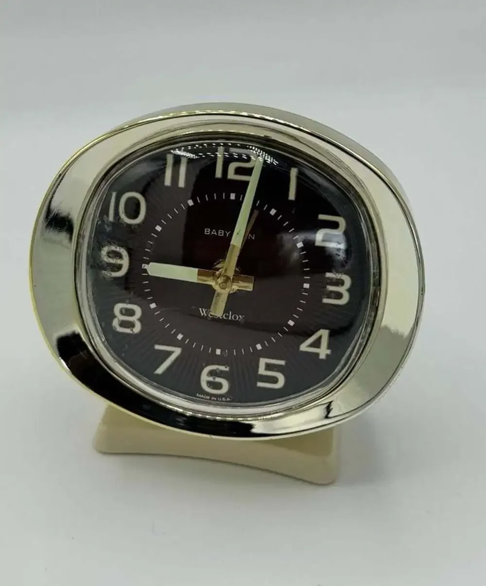 Vintage Westclox Baby Ben Alarm Clock Ivory and Gold Tone Made in USA